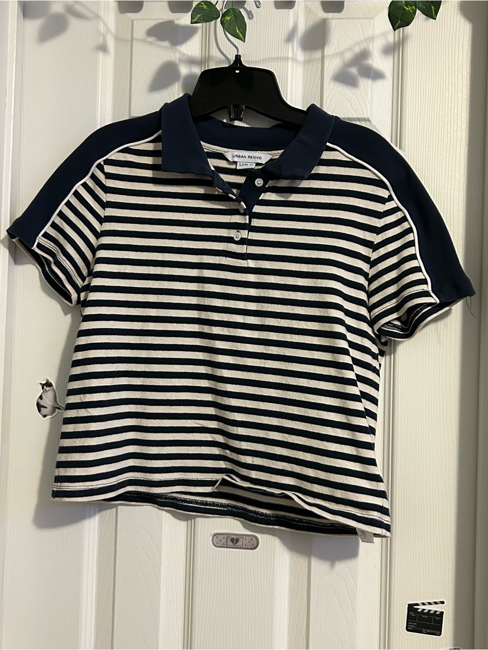 3/$15 💜 urban revivo - Navy & White Striped Polo Shirt